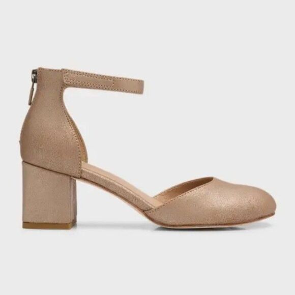 Eileen Fisher Indi Metallic Ankle-Grip Pumps in Suede Platinum Pumps Size 8 - Picture 2 of 16